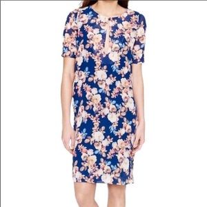 J. Crew Antique Floral Blue Silk Dress.